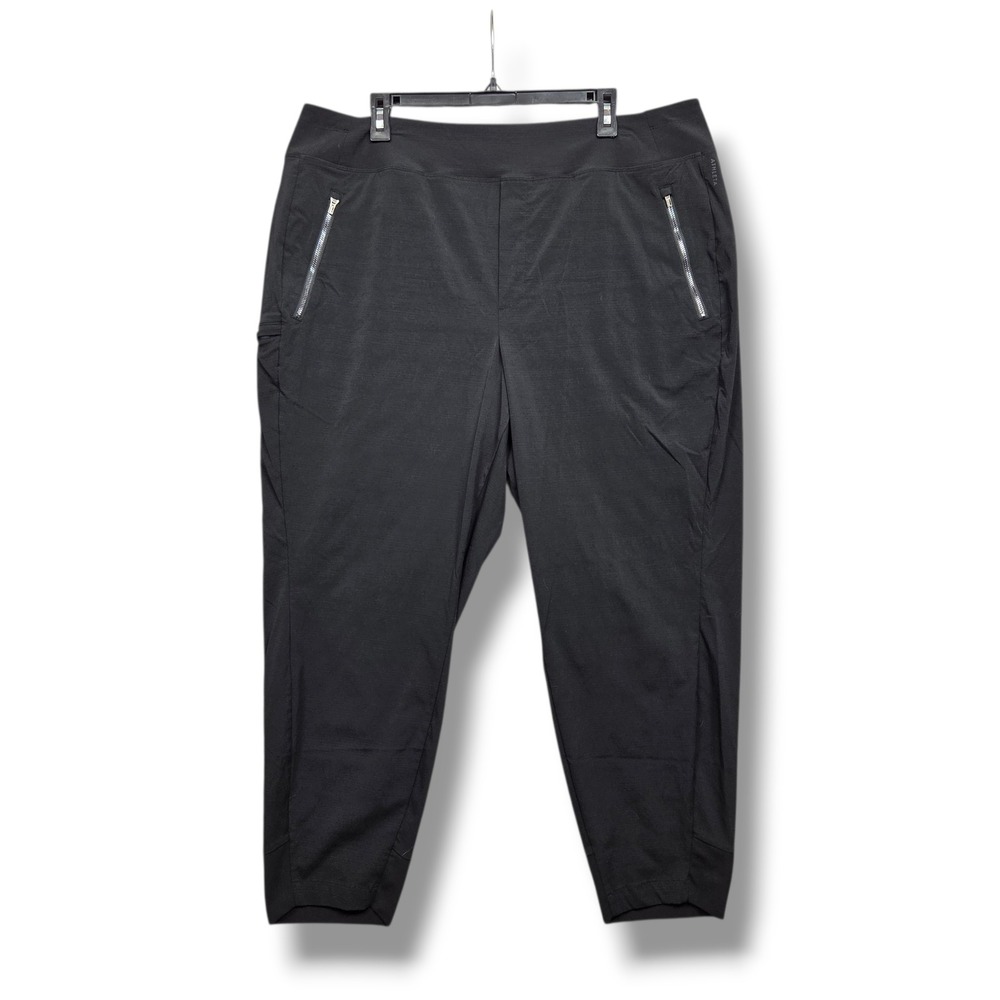 Athleta Trekkie Relaxed Mid Rise‎ Jogger Womens 18 Black Cargo Ripstop Hiking